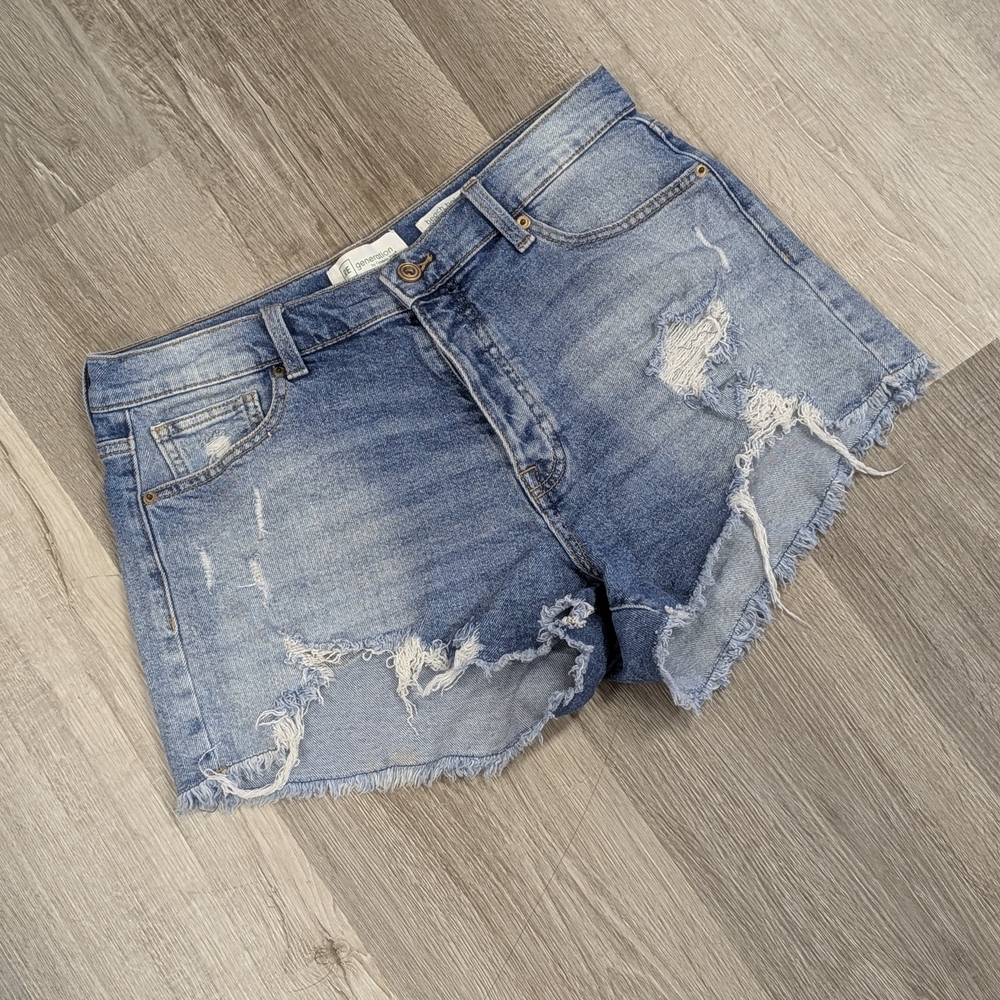 Celebrity Pink Light Blue Distressed Jean Shorts